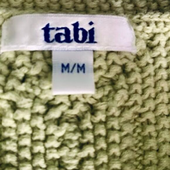 Tabi Green Cable Knit Zip Up Sweater Size Medium - Picture 6 of 7